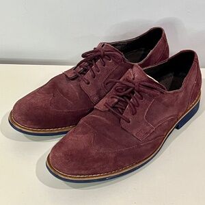 Cole Haan Mens Suede Wingtip Oxford Shoe Rubber Sole Size 9M Mauve Plum